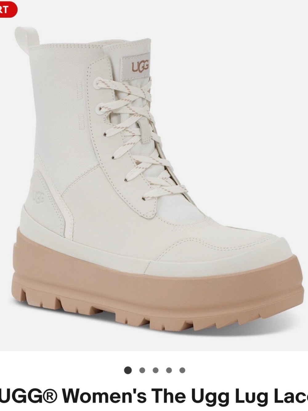 UGG Women's Lug Lace-Up Boot in Cream with Tan Platform